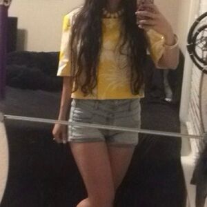 Vintage Yellow Hawaiian Crop Top